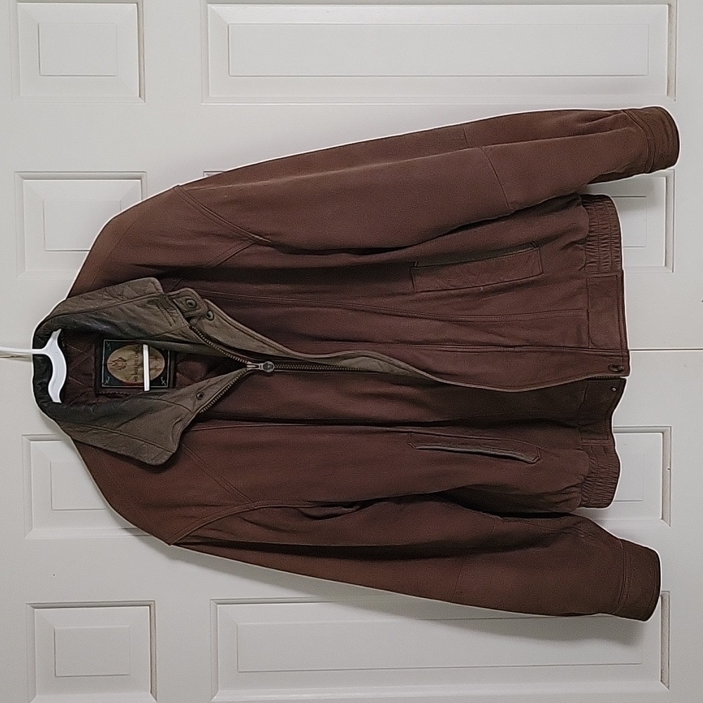 Members Only men's vintage brown leather bomber jacket see description for size